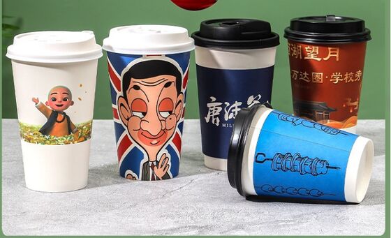 Giá tốt. Ly Cốc Giấy Dùng Một Lần Tùy Chỉnh Có Nắp Kín Chống Rò Rỉ In Logo Độ Nét Cao trực tuyến
