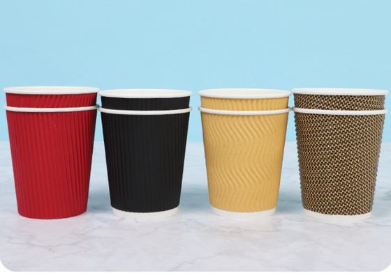 Bon prix Tasse en papier isolante ondulée à double couche épaissie de qualité alimentaire, étanche en ligne