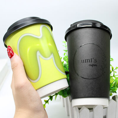 Harga yang bagus Gelas Kertas Berlapis Ganda Tahan Panas dengan Stempel Foil dan Cetak UV untuk Minuman Panas dan Dingin on line