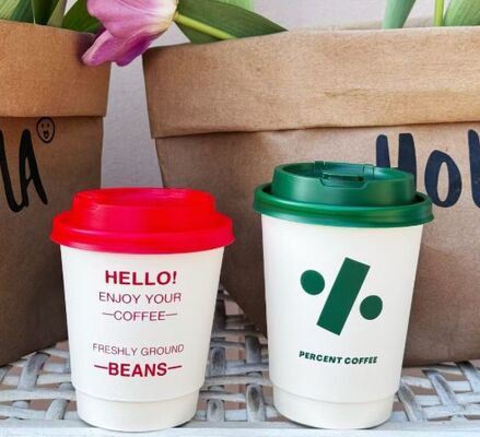 Buon prezzo Bicchiere di carta monouso a doppio strato isolato con pareti spesse, logo personalizzato per bevande calde in linea