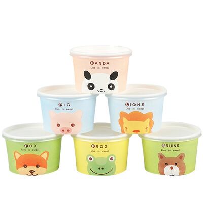 Buen precio 8 oz de papel biodegradable para helados desechables con logotipo personalizado en línea