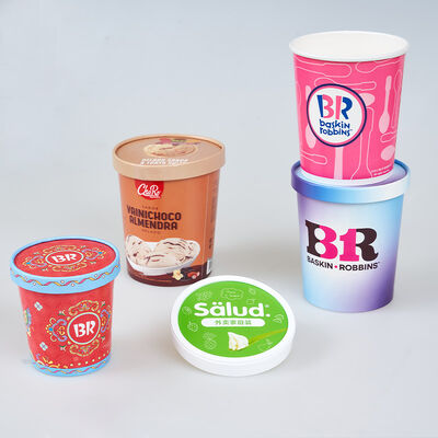 Guter Preis Großer auslaufsicherer biologisch abbaubarer Eiscreme-Papierbecher mit Deckel, Einweg-Dessertschale Online