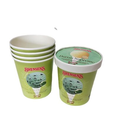 İyi bir fiyat. Özel Çift Katmanlı PE Kaplı Biyodegradable Tek kullanımlık Dondurma Kupaları Logo ile çevrimiçi