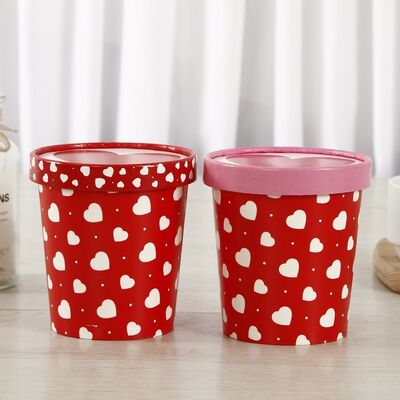 Harga yang bagus Cangkir Es Krim Sekali Pakai Berlapis PE Ganda Dengan Tepi Bergulir Anti Bocor on line