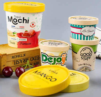 Bon prix Coupe de glace jetable à double couche renforcée avec couvercle bol en papier biodégradable en ligne