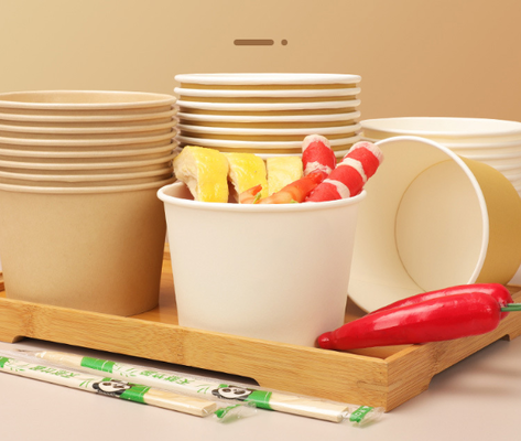 Harga yang bagus Mangkuk Kertas Sekali Pakai Tahan Bocor Food Grade Komposabel untuk Dibawa Pulang on line