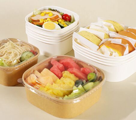 ราคาดี สี่เหลี่ยม Kraft ถ้วยบรรจุอาหารรับส่ง กันรั่ว แข็งแกร่งฐานไมโครเวฟ ปลอดภัยอาหาร เกรดกระดาษบริเวณ ออนไลน์