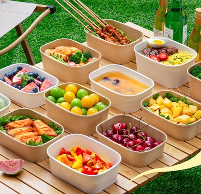 Bom preço Tigela de Papel Kraft Revestido Resistente à Água Segura para Micro-ondas Empilhável Descartável Design de Recipiente de Alimentos on-line