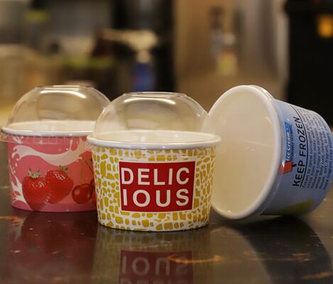 Goede prijs Voedingsmiddelen op maat gedrukt veilig crème papieren bekers met deksels lekkagebestendige zegel yoghurt bekers online