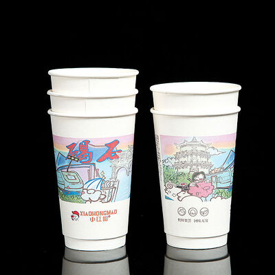 Harga yang bagus Custom Logo Kental Makanan Kelas PE ramah lingkungan cangkir kertas tahan panas on line