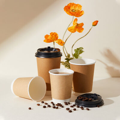 Buon prezzo Tazza da caffè personalizzata biodegradabile isolata a doppia parete, rivestimento resistente all'acqua per bevande calde in linea