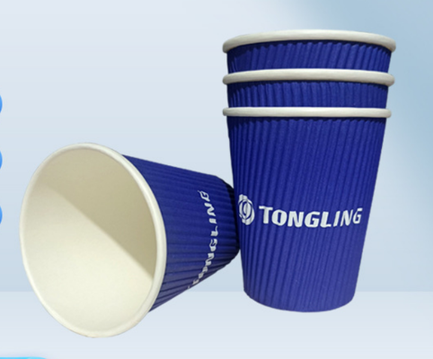 Good price Disposable Double Wall Corrugated Paper Cup With Anti Scalding Grip Custom Printed Logo online