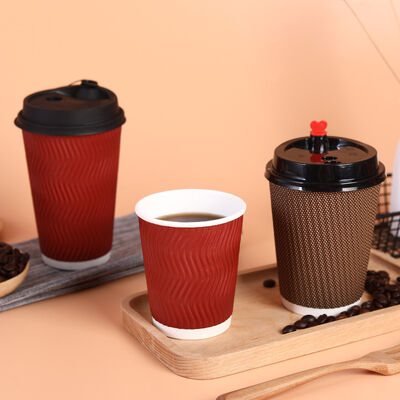 Goede prijs Aangepaste gegolfde holle dubbelwandige papieren beker anti-verbranding isolatie logo print online