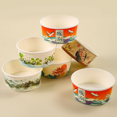 قیمت خوب کاسه کاغذی یکبار مصرفی با چاپ سفارشی برای وعده های غذایی آنلاین