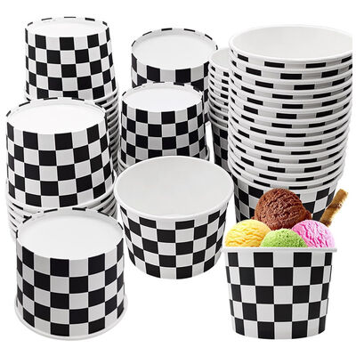 Giá tốt. Đen trắng Plaid cấp thực phẩm kem giấy cốc chống nước mỡ trực tuyến