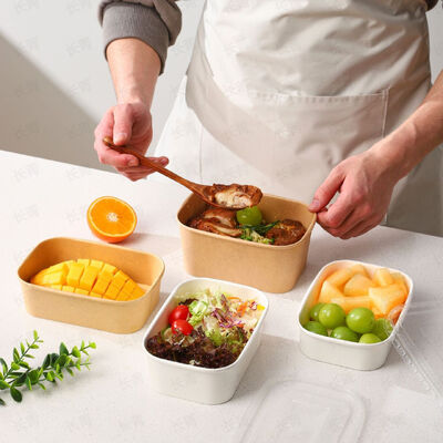 Bom preço Eco Amigável Proof Leak Disposable Paper Bowl Custom Logo Printing Takeaway Lunch Box on-line