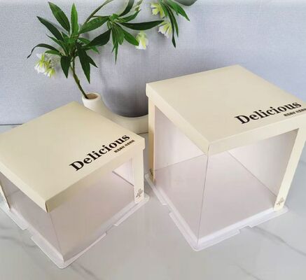 Buen precio Caja para tarta de cumpleaños cuadrada gruesa de doble capa y alta, personalizada con impresión de logo personalizado en línea