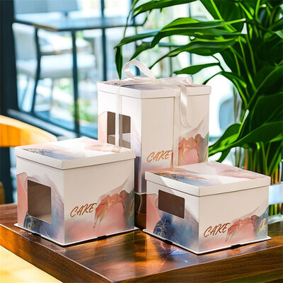 Buen precio 6 8 10 12 pulgadas Cajas de pastel de cumpleaños Alto Single doble capa Logotipo personalizado para panadería en línea