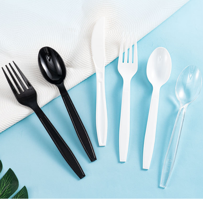 Buon prezzo Set di cucchiaio a forchetta monouso in plastica con cucchiaio a forchetta confezionato individualmente in linea