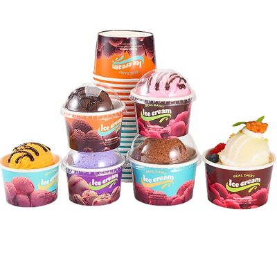 Good price Disposable Double-PE-Laminated Paper Ice Cream Cup Yogurt Bowl Single-Scoop Dessert Cup online